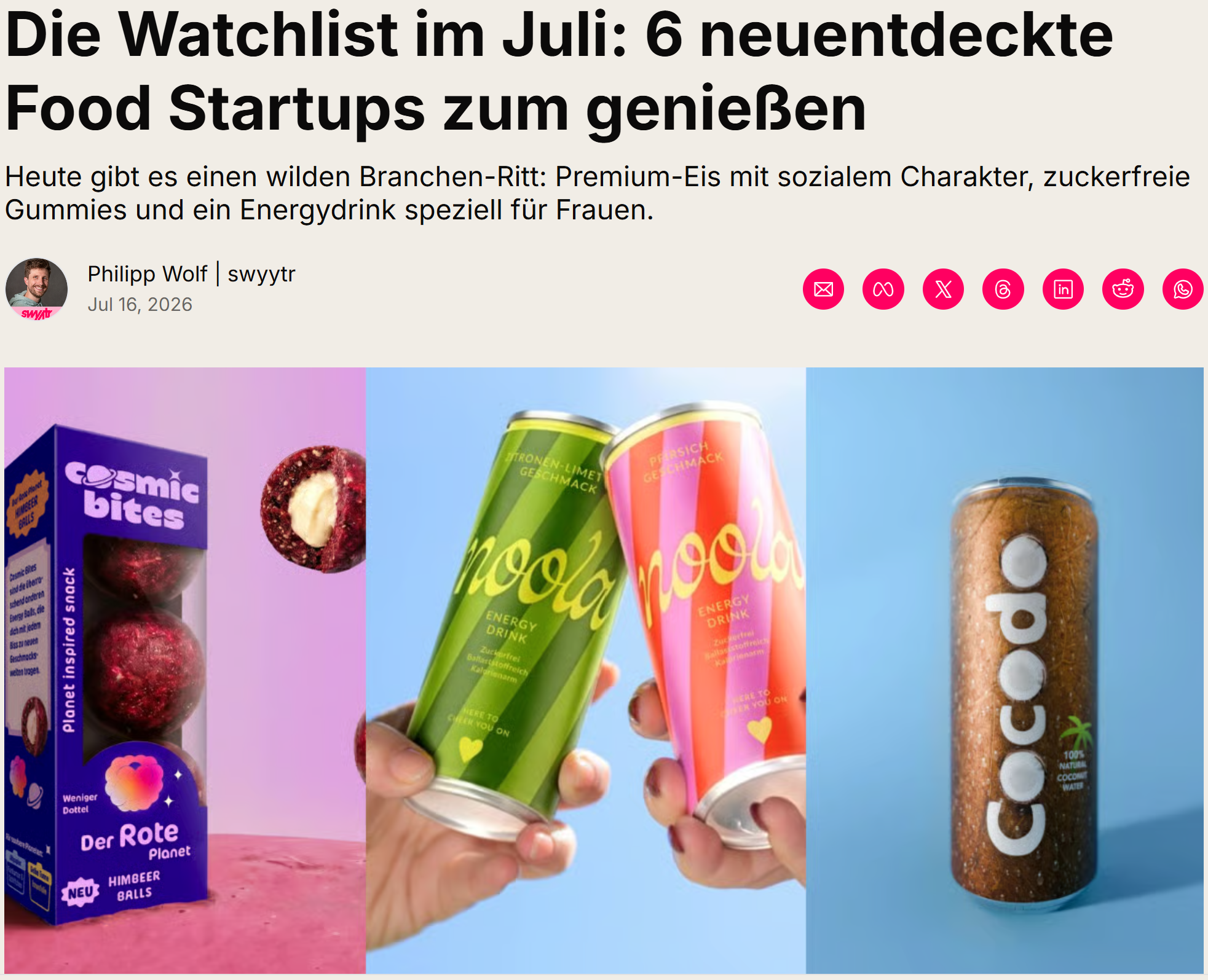 Energy Balls mit weniger Dattel und ohne zugesetzten Zucker: Cosmic Bites im swyytr-Newsletter